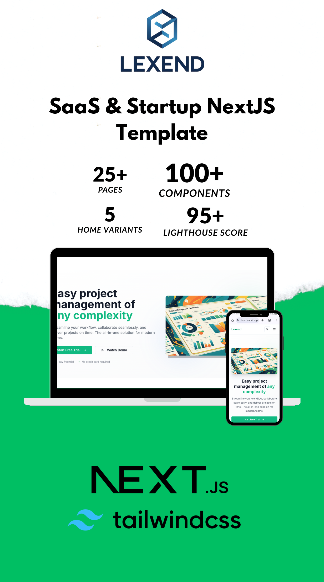 Main preview for Lexend - Premium SaaS & Startup NextJS Template